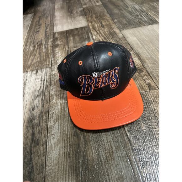Vintage Leather Embroidered Chicago Bears Snapback Hat Cap 90s Modern Team NFL - Picture 1 of 6
